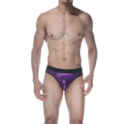 Фиолетовые блестящие мужские трусы-стринги - фото, цены