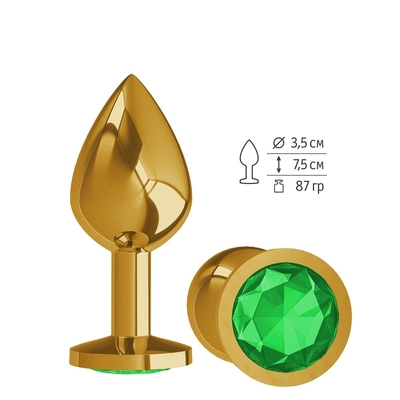Золотистая средняя пробка с зеленым кристаллом - 8,5 см. - фото, цены