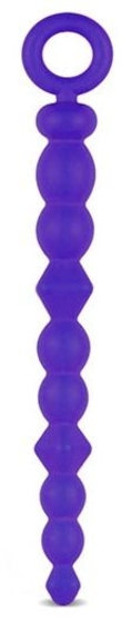 Синяя силиконовая анальная цепочка Silicone Beads Indigo - 24,6 см. - фото, цены