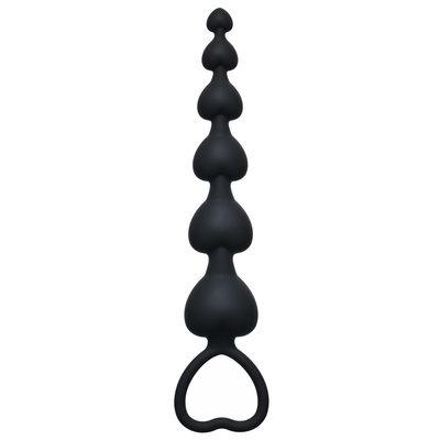 Чёрная анальная цепочка Heart s Beads Black - 18 см. - фото, цены