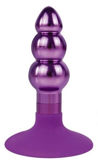 Фиолетовая анальная пробка-елочка с круглым ограничителем - 9 см. - фото, цены