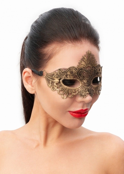 Золотистая женская карнавальная маска - фото, цены