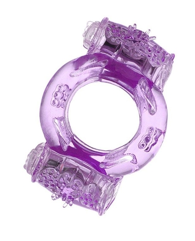 Фиолетовое виброкольцо с двумя вибропульками - фото, цены