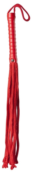 Красная веревочная плеть с ручкой из полиуретана Cotton String Flogger - 50 см. - фото, цены