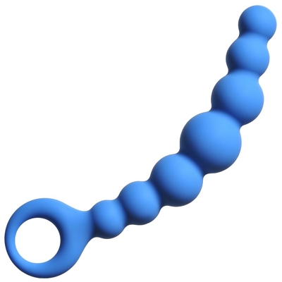 Синяя упругая анальная цепочка Flexible Wand - 18 см. - фото, цены