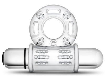 Прозрачное эрекционное виброкольцо 10 Function Vibrating Mega Bull Ring - фото, цены
