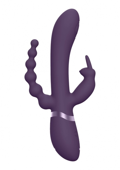 Фиолетовый анально-вагинальный вибромассажер Rini - 22,3 см. - фото, цены