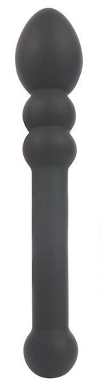 Черный двусторонний анальный стимулятор - 21 см. - фото, цены