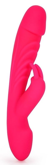 Ярко-розовый реалистичный вибратор-кролик Jrx - 25 см. - фото, цены