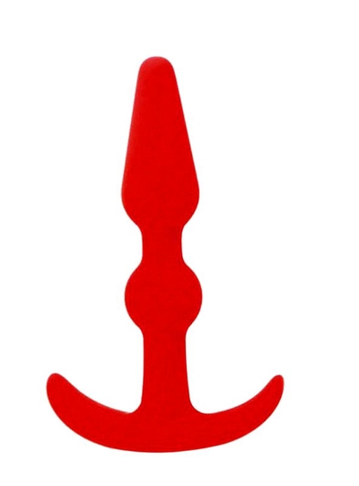 Красная анальная втулка T-shape Silicone Butt Plug Red - 9,9 см. - фото, цены