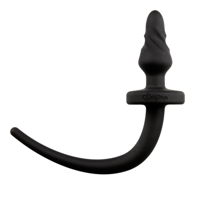 Чёрный витой анальный плаг Dog Tail Plug с хвостом - фото, цены