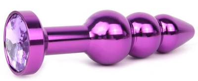 Удлиненная фиолетовая анальная втулка с фиолетовым кристаллом - 11,3 см. - фото, цены