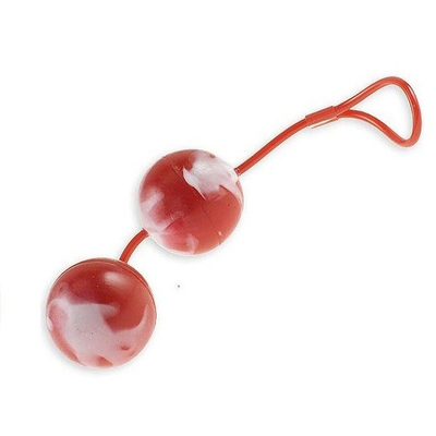 Красно-белые вагинальные шарики со смещенным центром тяжести Duoballs - фото, цены