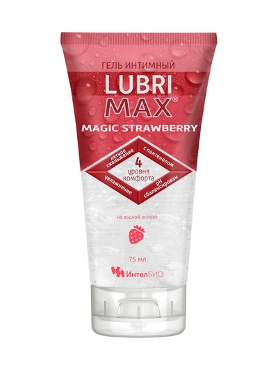 Интимный гель-смазка на водной основе Lubrimax Magic Strawberry - 75 мл. - фото, цены