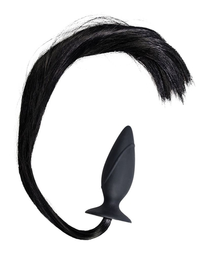 Чёрная анальная втулка с хвостом Horny Pony - 12,5 см. - фото, цены