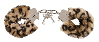 Леопардовые меховые наручники Love Cuffs Leo - фото, цены