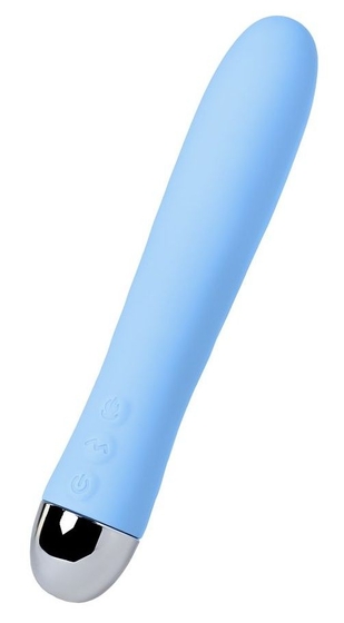 Голубой силиконовый вибратор с функцией нагрева и пульсирующими шариками Fahrenheit - 19 см. - фото, цены