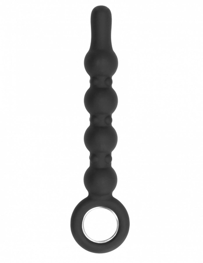 Чёрный анальный стимулятор No.59 Dildo With Metal Ring - 22,5 см. - фото, цены