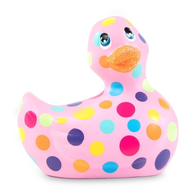 Розовый вибратор-уточка I Rub My Duckie 2.0 Happiness в разноцветный горох - фото, цены