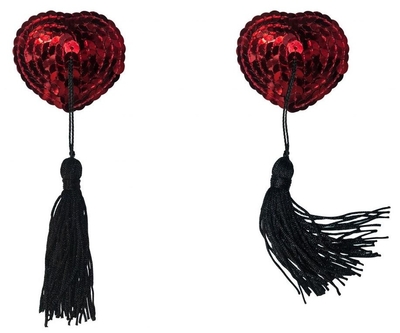Красные пэстисы-сердечки Gipsy с черными кисточками - фото, цены