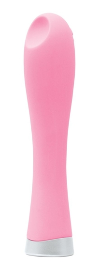 Розовый силиконовый вибромассажер с ямкой Candy - 10,2 см. - фото, цены