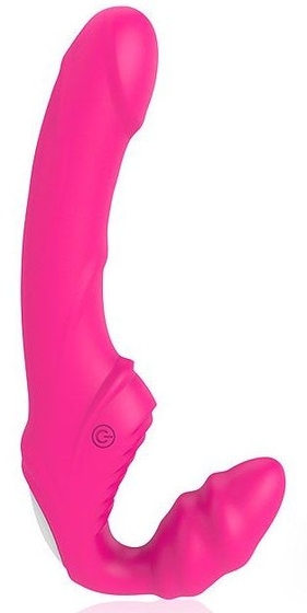 Розовый безремневой страпон с 9 режимами вибрации - фото, цены