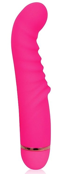 Розовый ребристый вибромассажер для стимуляции точки G - 15 см. - фото, цены