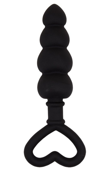 Черный анальный массажер Beaded Luv Probe - 15,6 см. - фото, цены