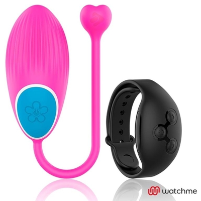 Розовое виброяйцо с черным пультом-часами Wearwatch Egg Wireless Watchme - фото, цены