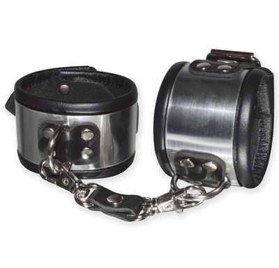 Эффектные серебристо-черные наручники с металлическим блеском - фото, цены