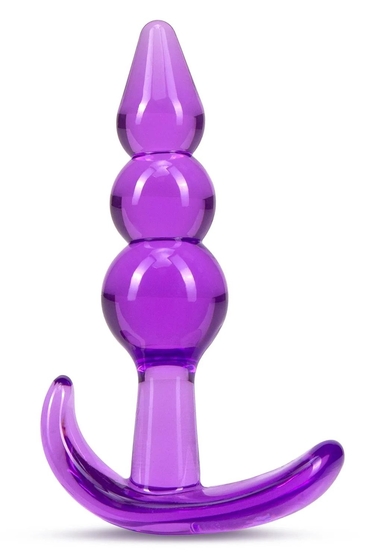 Фиолетовый анальный стимулятор Triple Bead Anal Plug - 9 см. - фото, цены