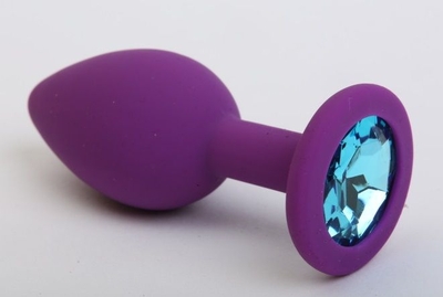 Фиолетовая силиконовая пробка с голубым стразом - 8,2 см. - фото, цены