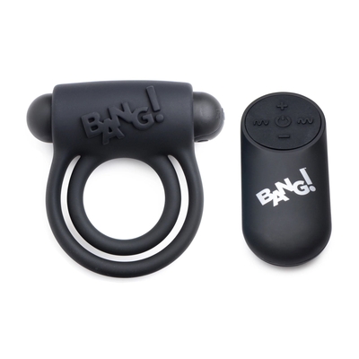 Черное эрекционное виброкольцо 28x Remote Control Vibrating Cock Ring Bullet - фото, цены