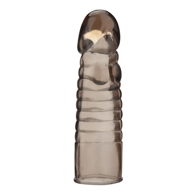 Дымчатая насадка-удлинитель Ribbed Realistic Penis Enhancing Sleeve Extension - 15,2 см. - фото, цены