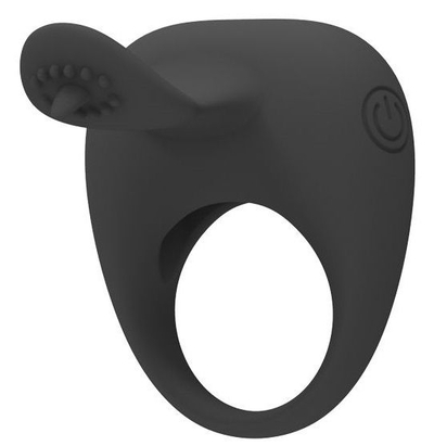 Чёрное эрекционное кольцо с вибрацией и клиторальным язычком - фото, цены