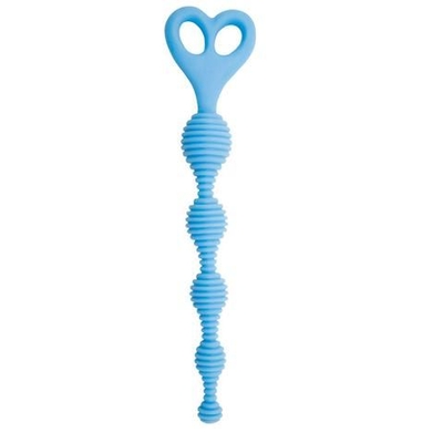 Голубая анальная цепочка с рёбрышками Climax Anal Silicone Stripes - 20,3 см. - фото, цены