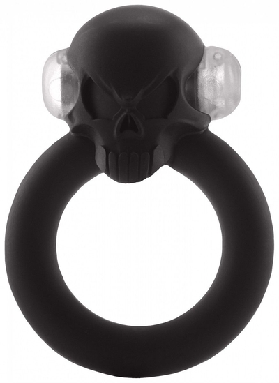 Чёрное виброкольцо Shadow Skull Cockring с черепом - фото, цены
