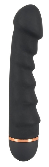 Чёрный вибратор с ребрами Bendy Ripple - 16,5 см. - фото, цены