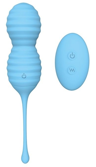 Голубые вагинальные виброшарики Beehive с пультом ду - фото, цены