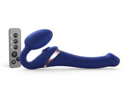 Синий безремневой страпон Multi Orgasm Size S с клиторальной стимуляцией - фото, цены