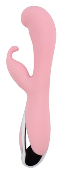 Нежно-розовый вибратор со стимулятором клитора Vertigo Bunny Dream - 19 см. - фото, цены