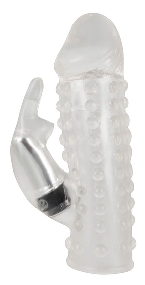 Насадка на пенис с клиторальным вибростимулятором Vibrating XTension with Clit-Rabbit - 17 см. - фото, цены