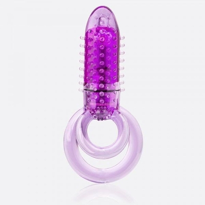 Фиолетовое виброкольцо с подхватом мошонки Double O 8 Purple - фото, цены