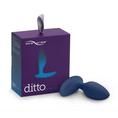 Синяя анальная пробка для ношения Ditto с вибрацией и пультом ду - 8,8 см. - фото, цены