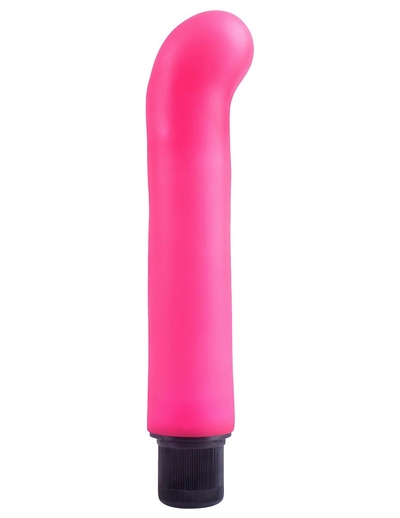 Ярко-розовый вибромассажер с загнутым кончиком Xl G-Spot Softees - 16,2 см. - фото, цены