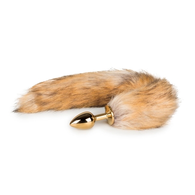 Золотистая анальная пробка с лисьим хвостом Fox Tail Plug - фото, цены