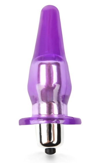 Фиолетовая анальная пробка с вибрацией - 8,5 см. - фото, цены