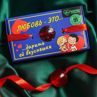 Леденец-кляп «Любовь это» со вкусом клубники со сливками - 30 гр. - фото, цены