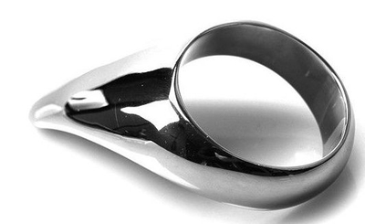 Серебристое металлическое эрекционное кольцо Teardrop Cockring - фото, цены