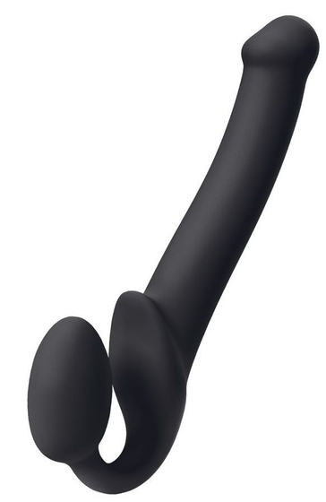 Черный безремневой страпон Silicone Bendable Strap-On - size M - фото, цены